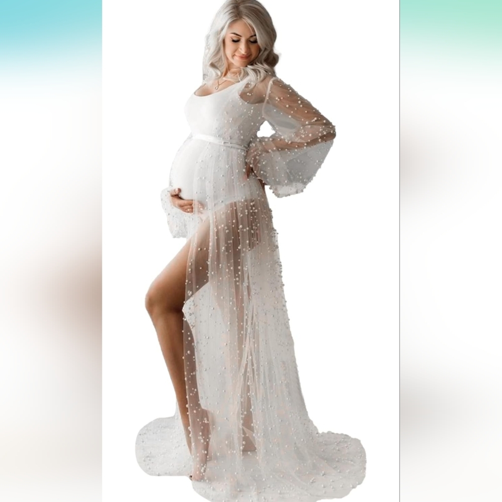 Pearl White Tulle Robe